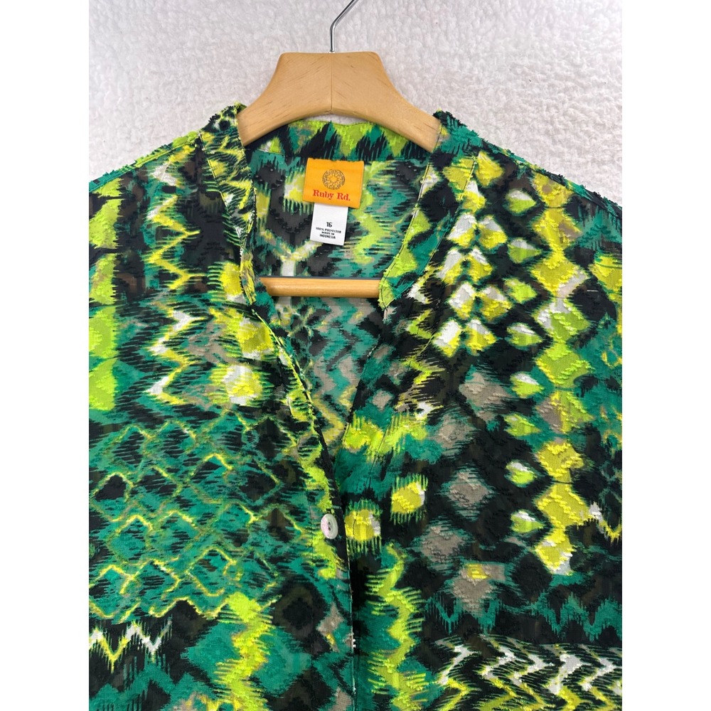 Ruby Rd Plus Size 16 Abstract Print Button Front … - image 7